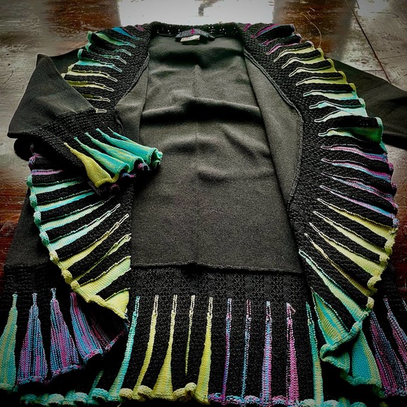 Rare Vintage 90s Pyramid Collection Rainbow 3/4 Sleeve Cardigan - Picture 6 of 10